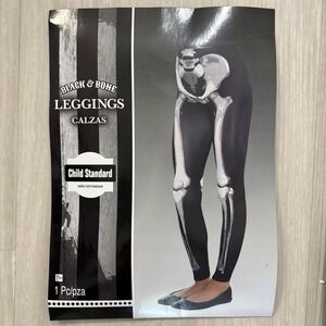Black & Bone Skeleton Leggings Child Standard Halloween Costume Girls Size Up 10